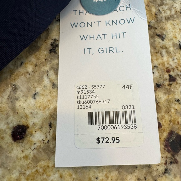 Cacique NEW Navy Blue Bikini Top SIZE 44F balconette multiway straps Lane Bryant - Picture 2 of 4